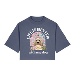 Personalised Cherry Blossom Boxy T shirt | Life is Better With My Dog