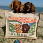 Beachy Life is Better with your Dog Jute Tote Bag