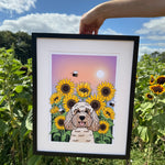 Personalised Sunflower Art Print | Life is Better With My Dog
