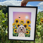 Personalised Sunflower Art Print | Life is Better With My Dog