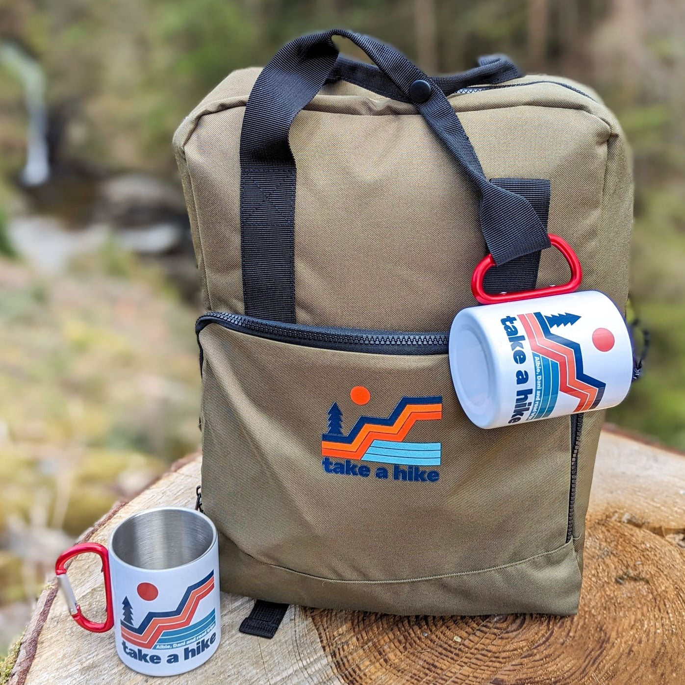 Personalised Take a hike Carabiner Enamel Mug