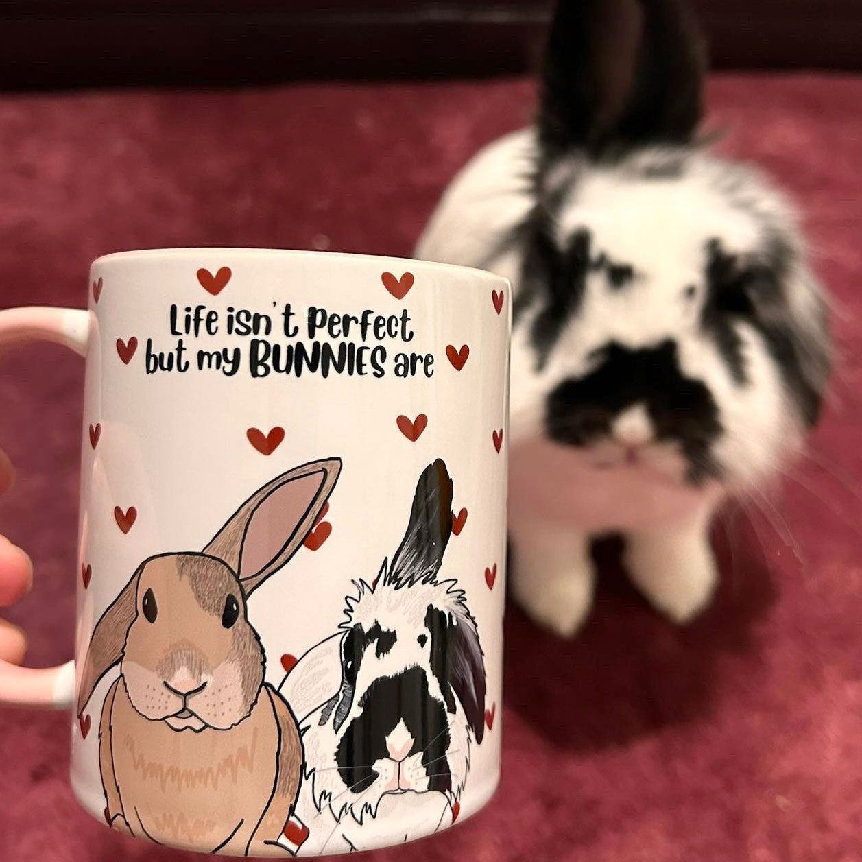 Personalised Bunny Dainty Hearts Mug