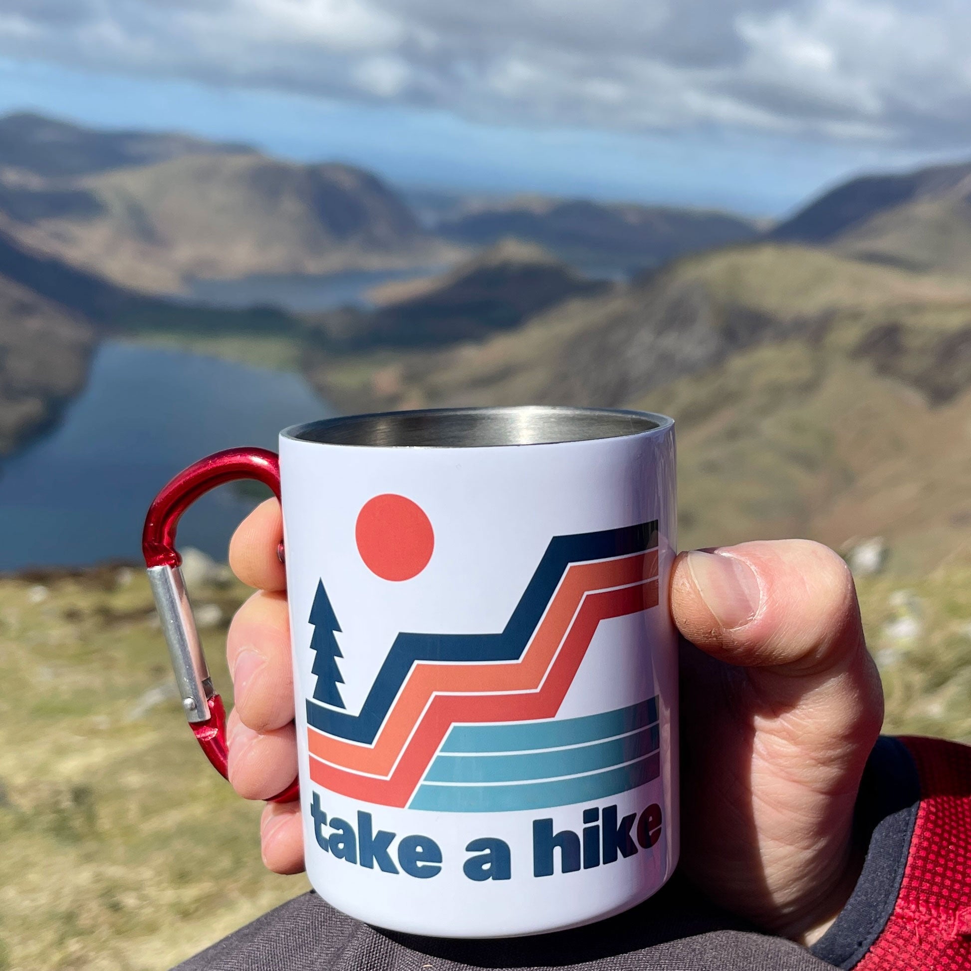 Personalised Take a hike Carabiner Enamel Mug