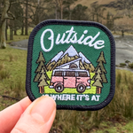 Outside Is Where It's At Patch - Camper Van Iron-On Embroidered Patch