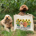 Personalised Sunflower Jute Tote Bag | Life is Better With My Dog
