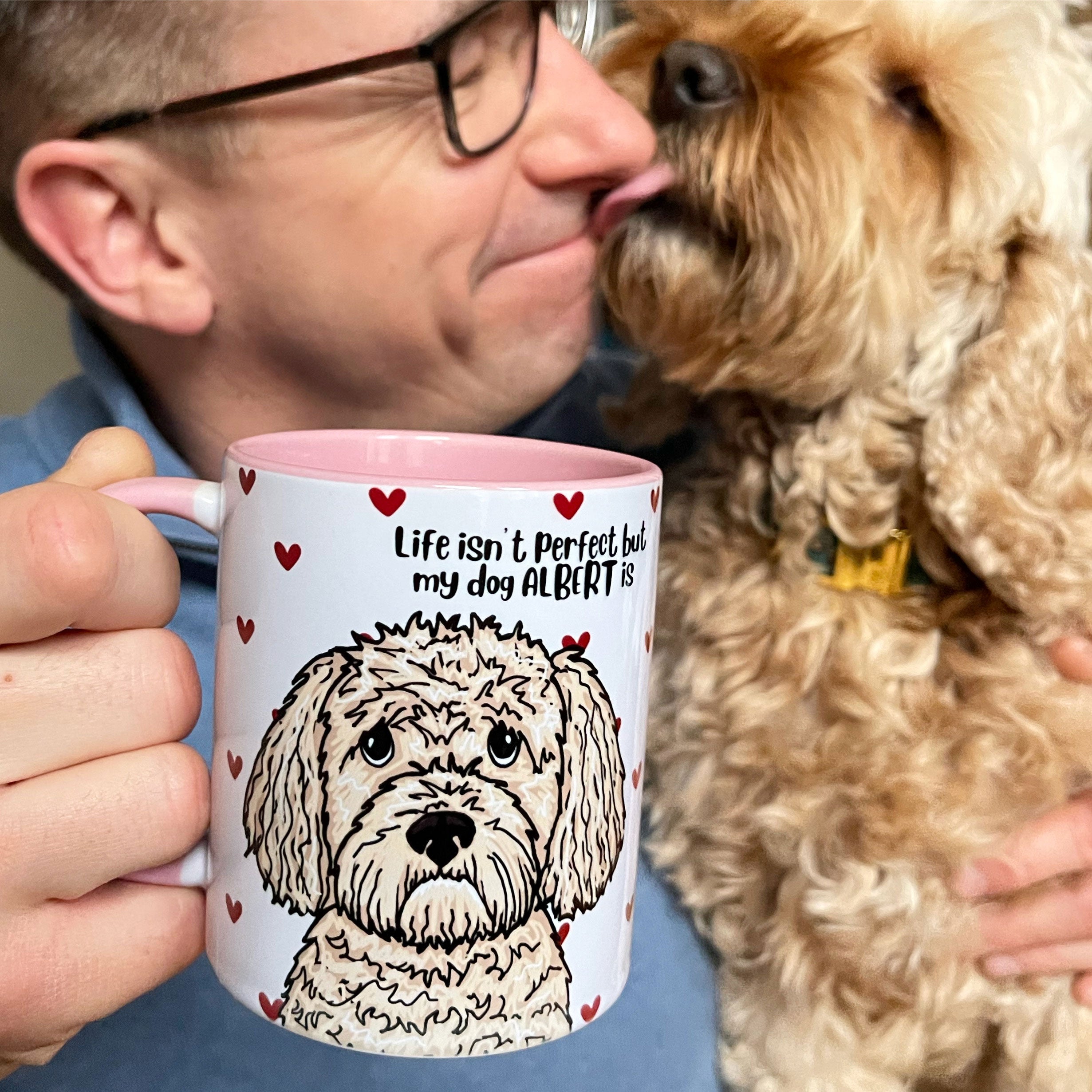 Personalised Dog Dainty Hearts Mug