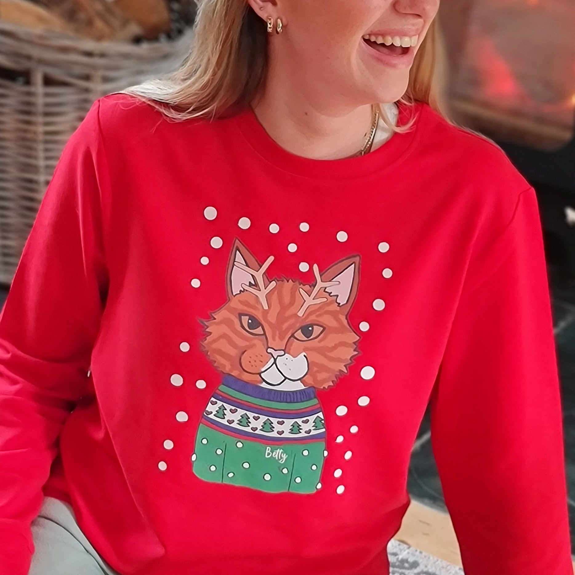 Personalised Christmas Cat Lady Jumper