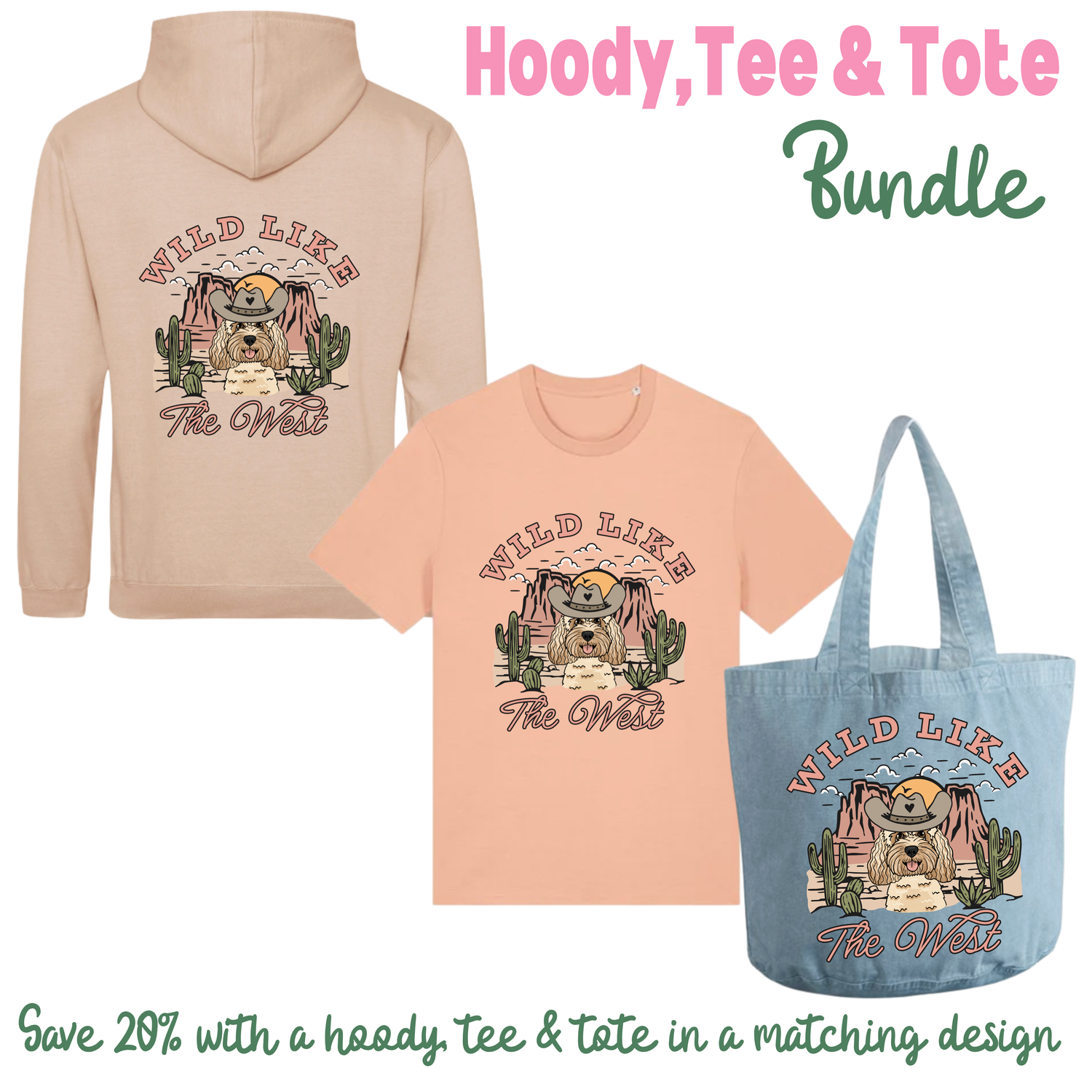Wild Like the West Personalised Hoodie, Tee & Tote Bundle