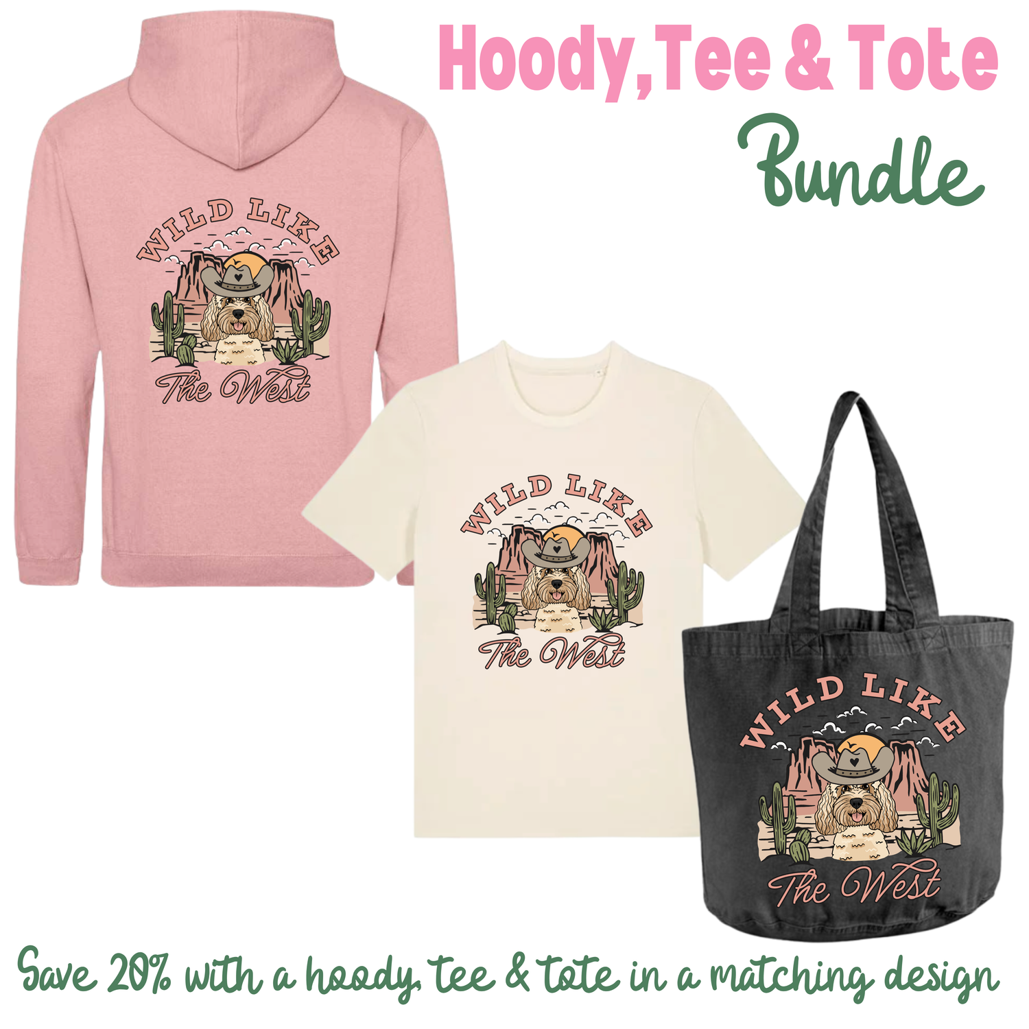 Wild Like the West Personalised Hoodie, Tee & Tote Bundle