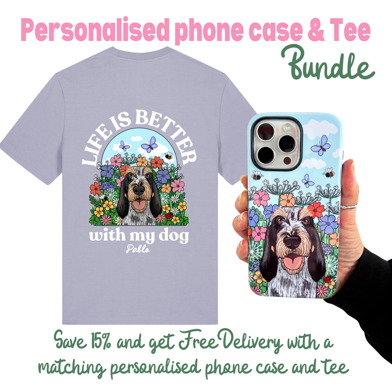 Personalised Life is Better T-shirt & Phone Case Bundle