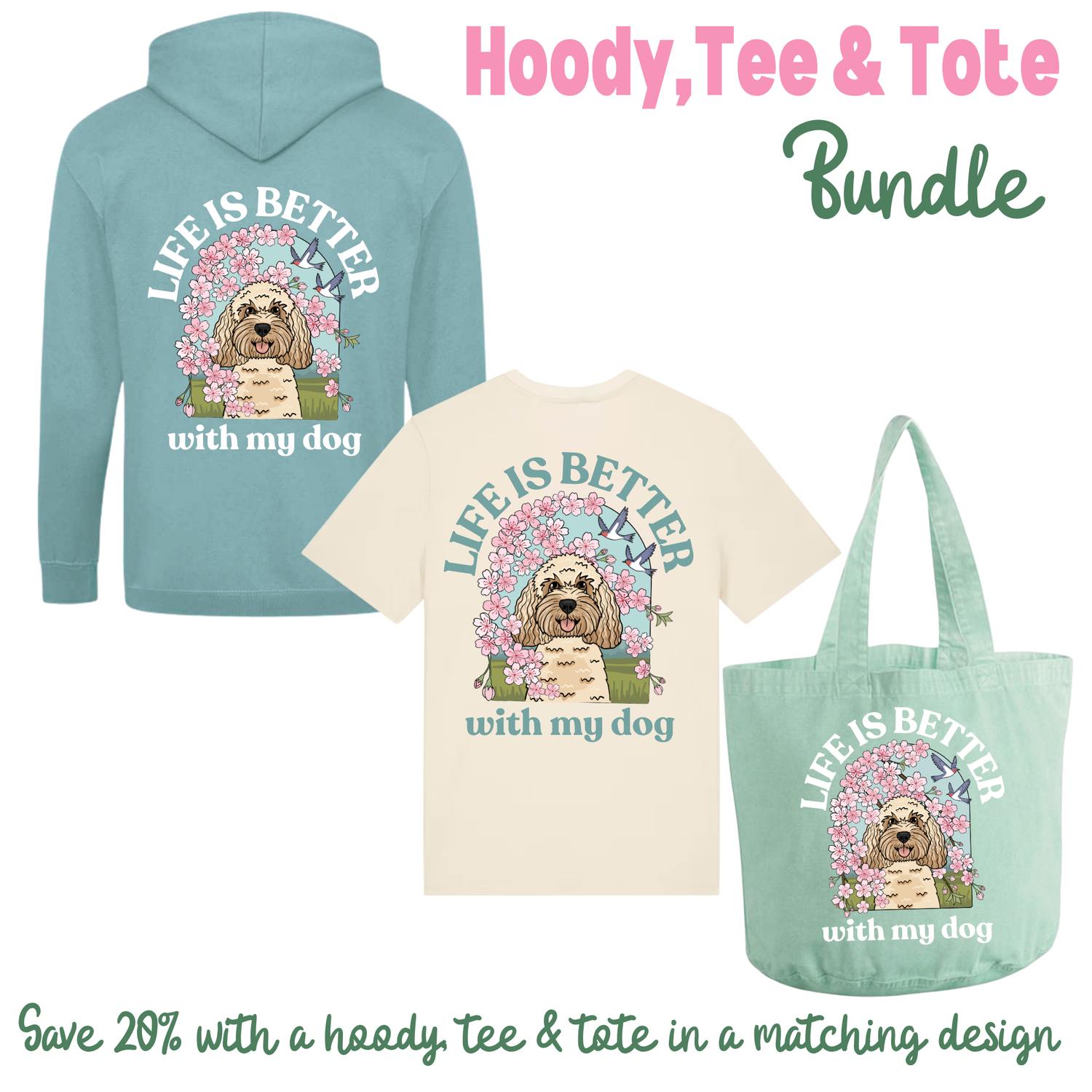 Matching Personalised Hoodie, Tee & Tote Bundle