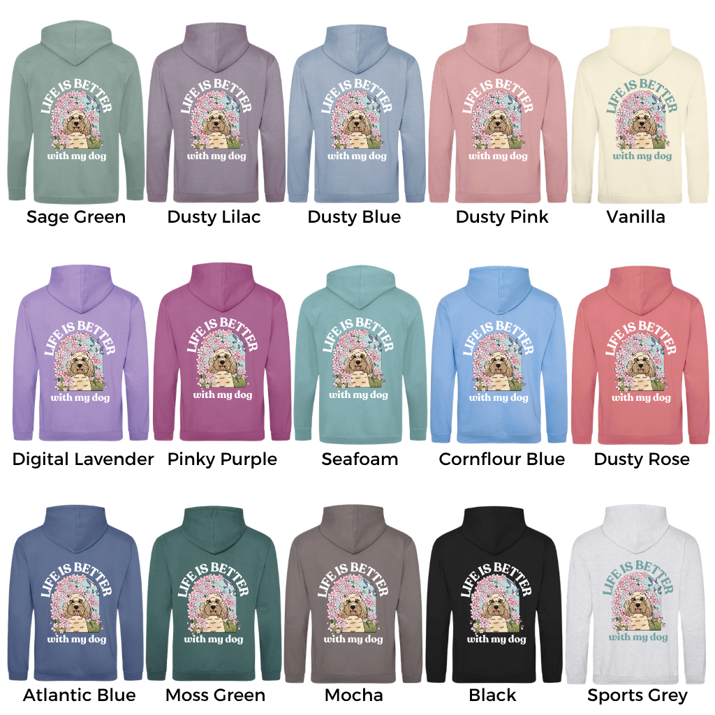 Personalised Cherry Blossom Hoody | Life is Better With My Dog