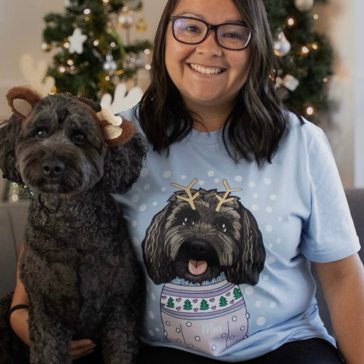 Personalised Dog Lover Christmas T shirt