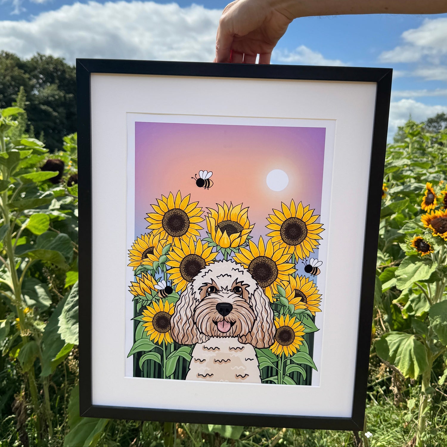 Personalised Sunflower Art Print | Life is Better With My Dog