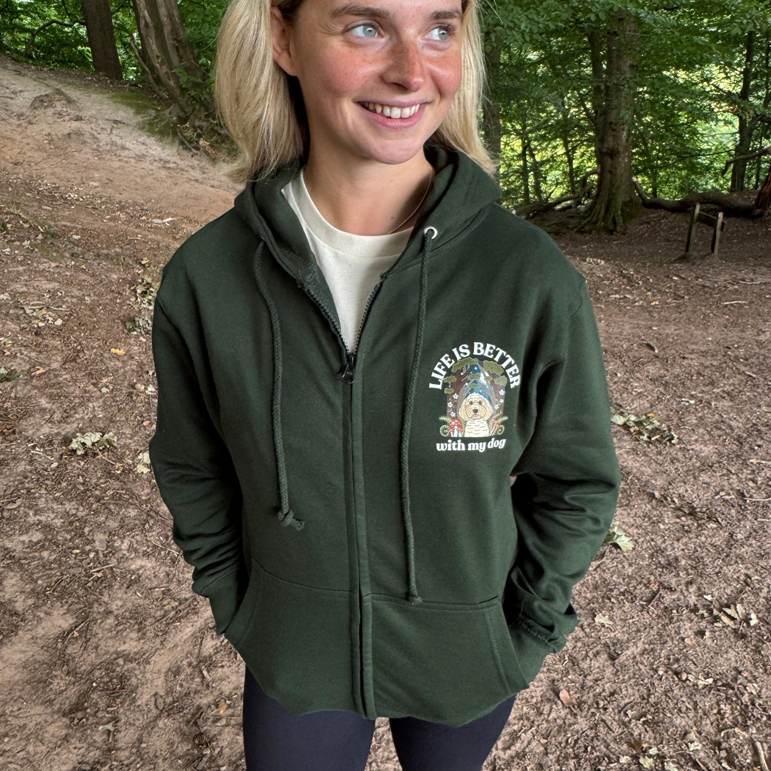 Forest Life is Better with your dog Zip up Hoody