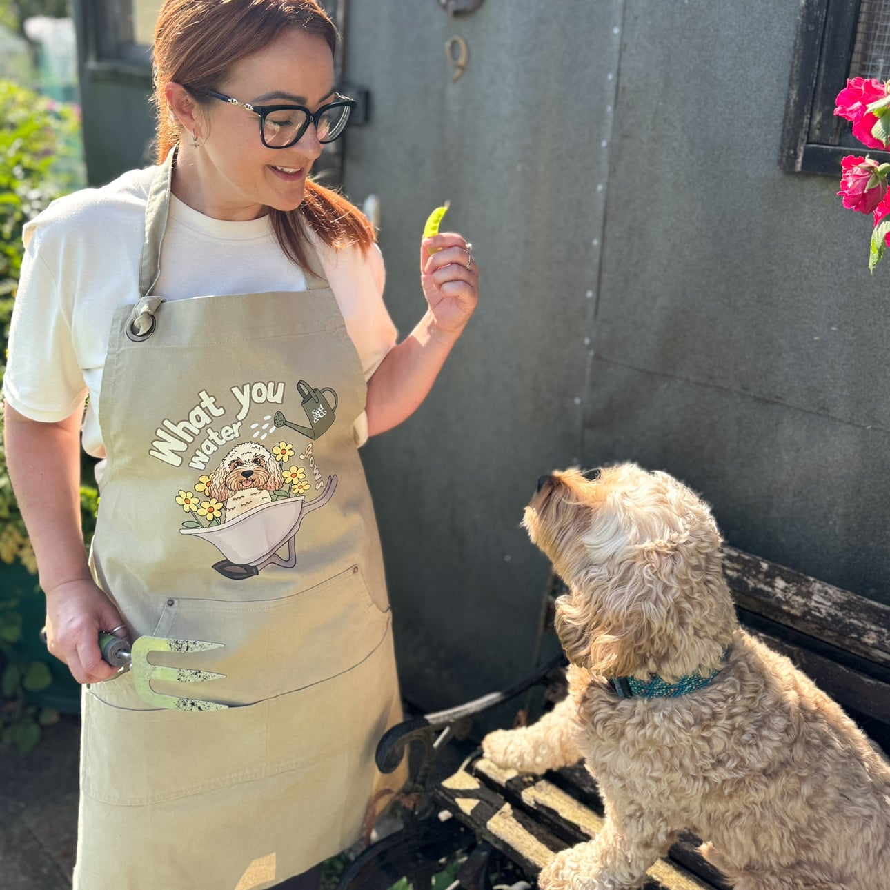 Personalised What You Water Grows Full Bib Apron