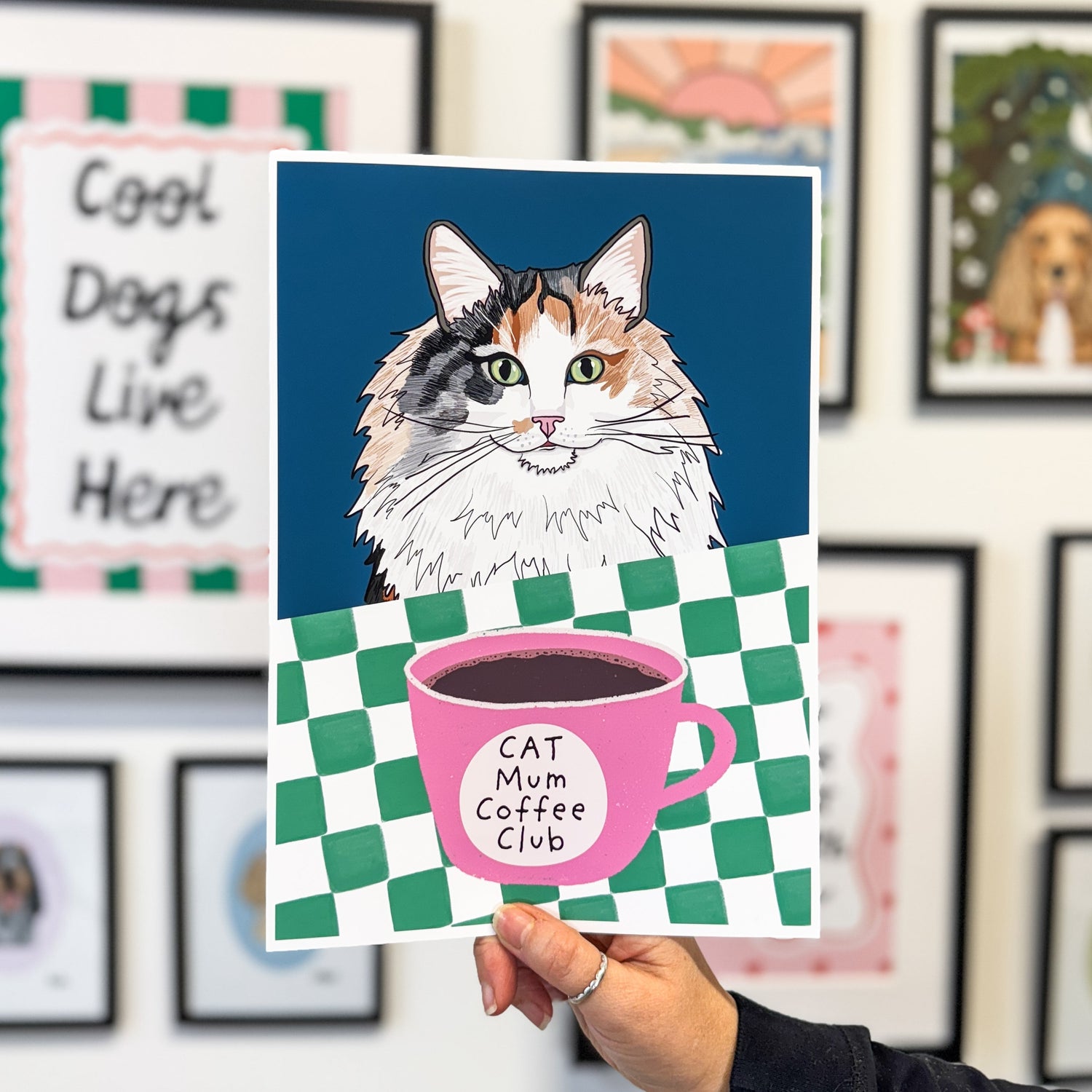 Checkerboard Personalised Pet Portrait Print