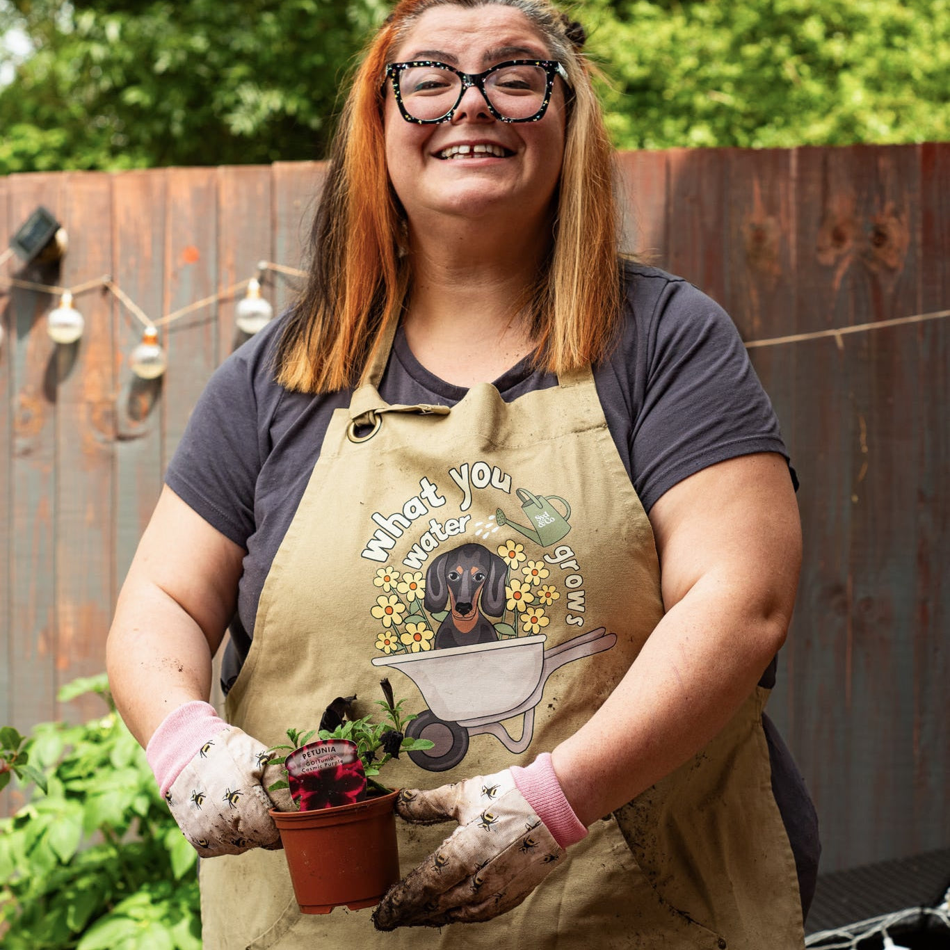 Personalised What You Water Grows Full Bib Apron