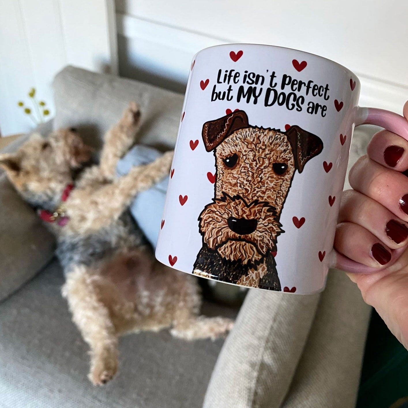 Personalised Dog Dainty Hearts Mug