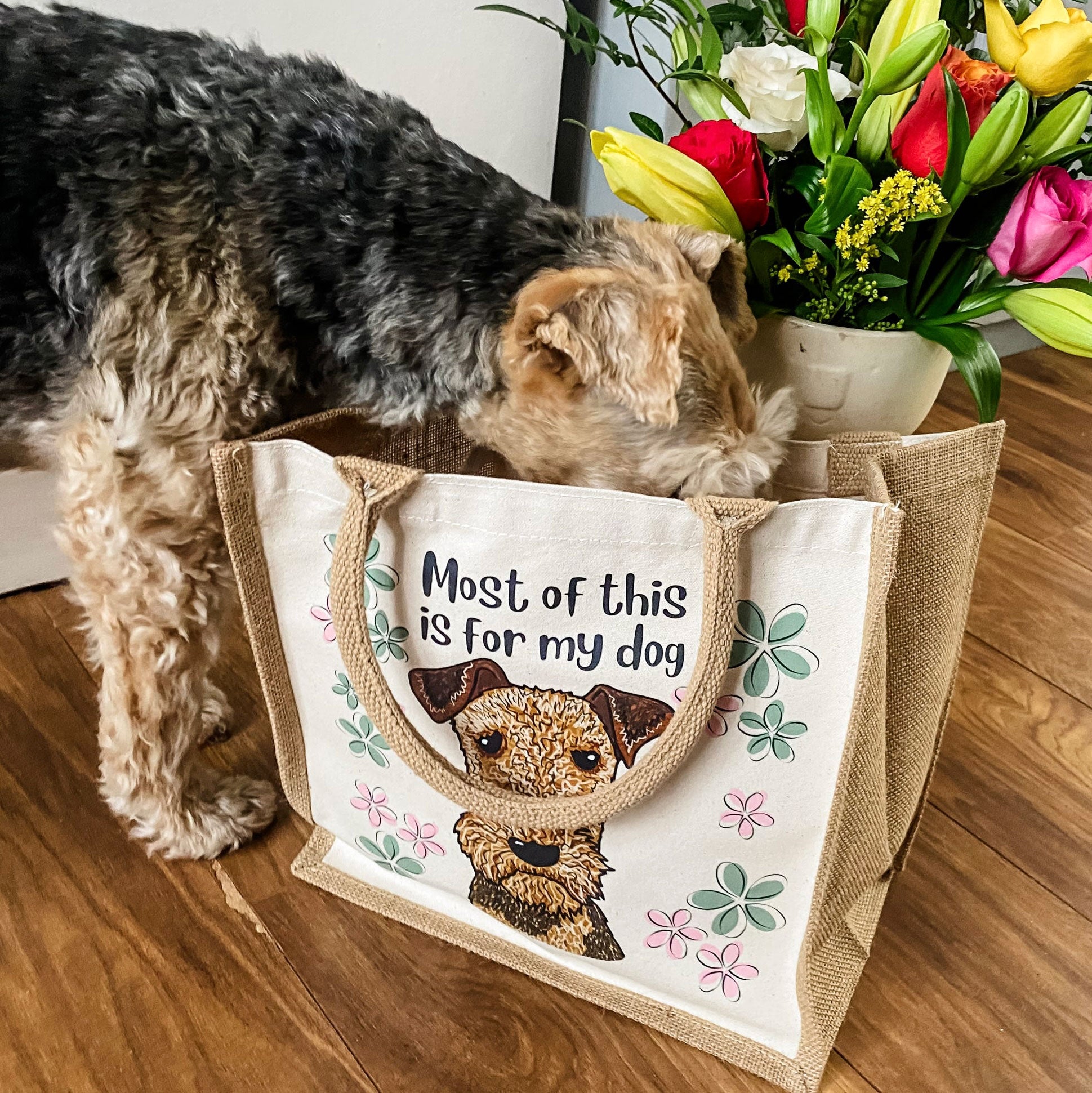 Oopsie Daisy Personalised Dog Jute Bag