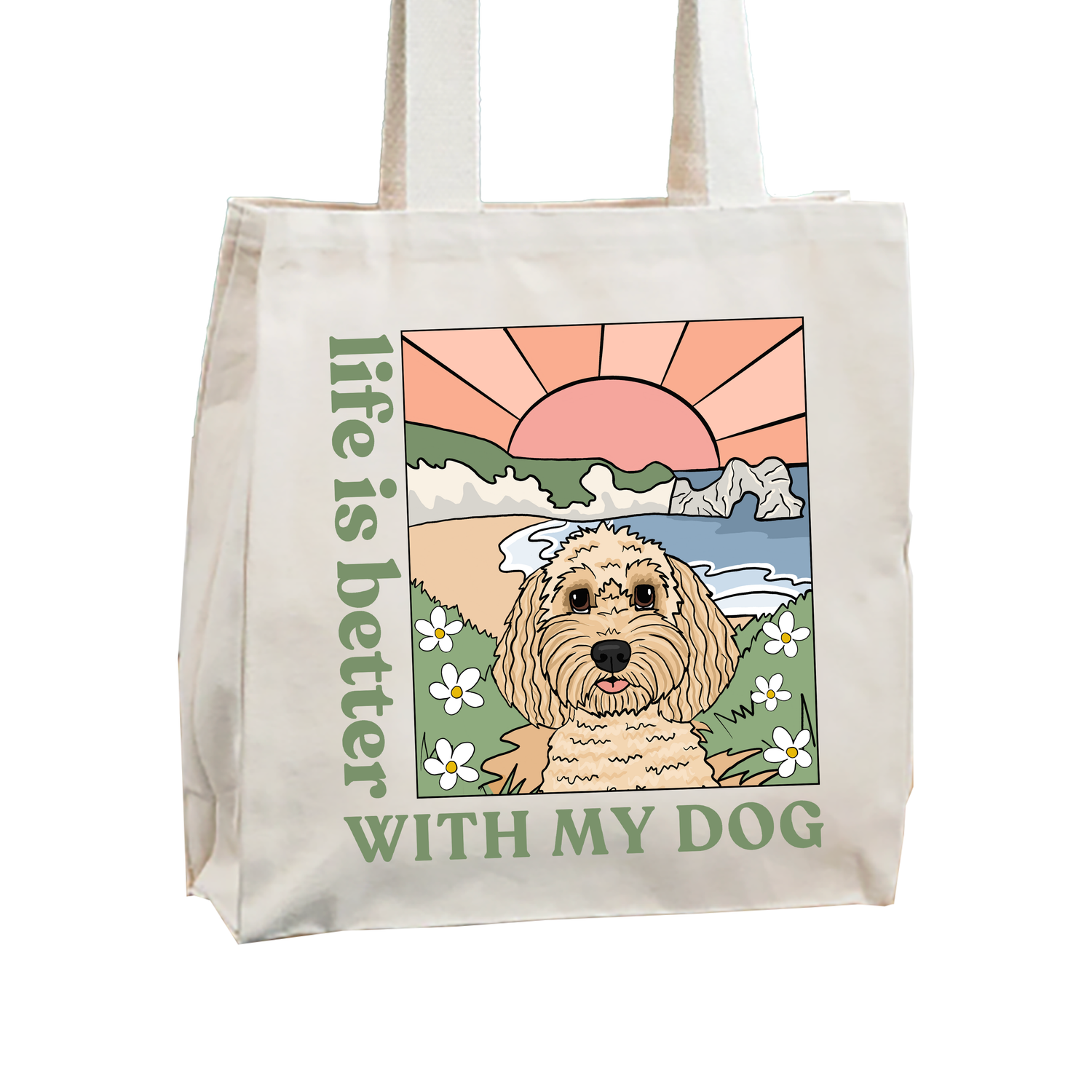 Beachy Life is Better with your dog Tote Bag