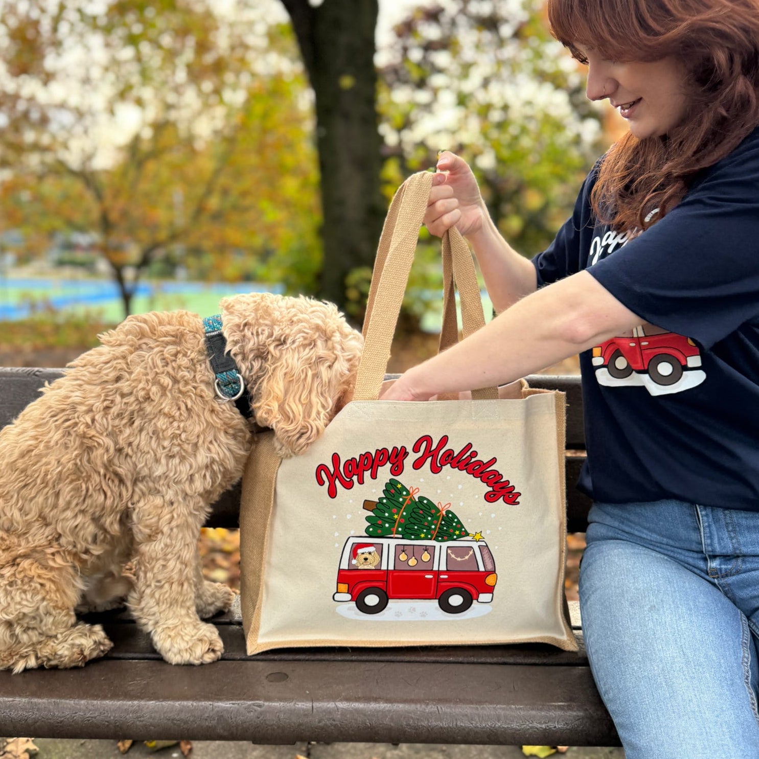 Happy Holidays Personalised Christmas Tote Bag