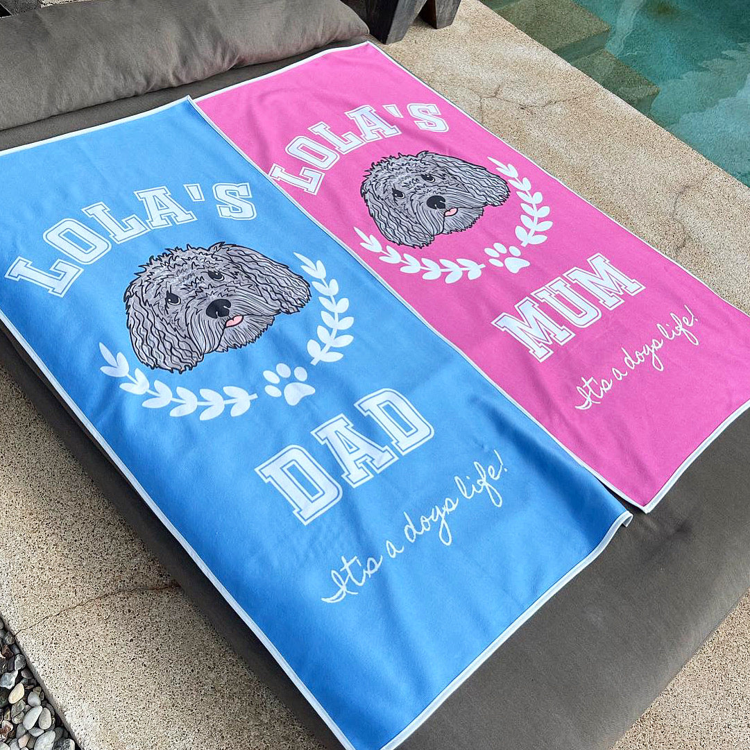 Dog Mum and Dad Beach Towel