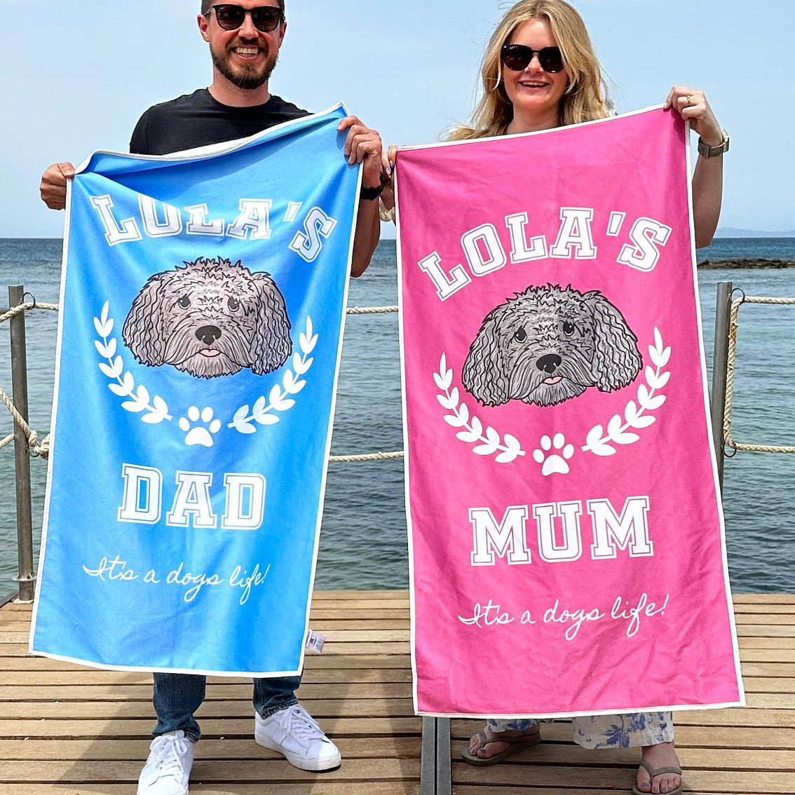 Dog Mum and Dad Beach Towel