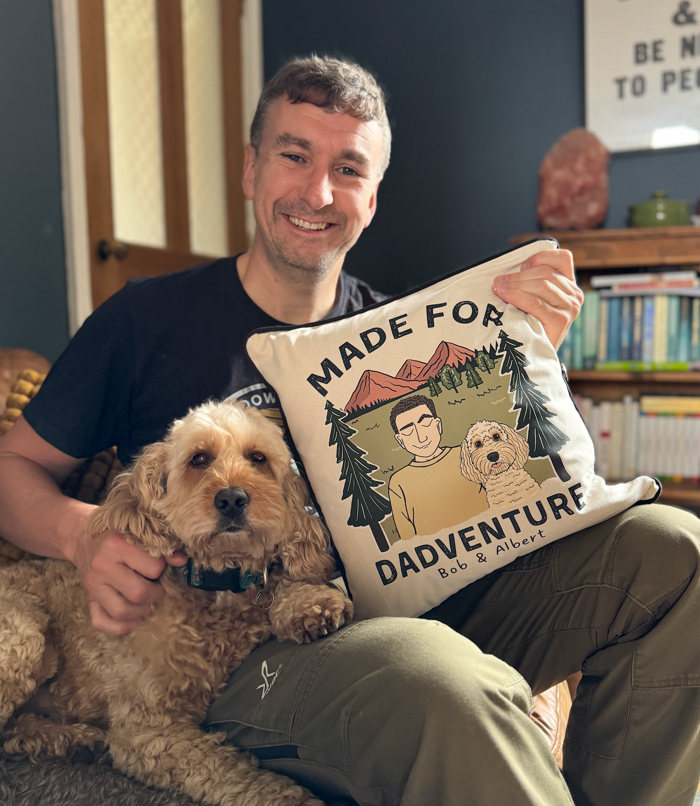 Personalised Dadventure Dog Dad Cushion