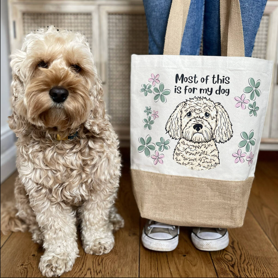 Oopsie Daisy Personalised Dog Jute Bag