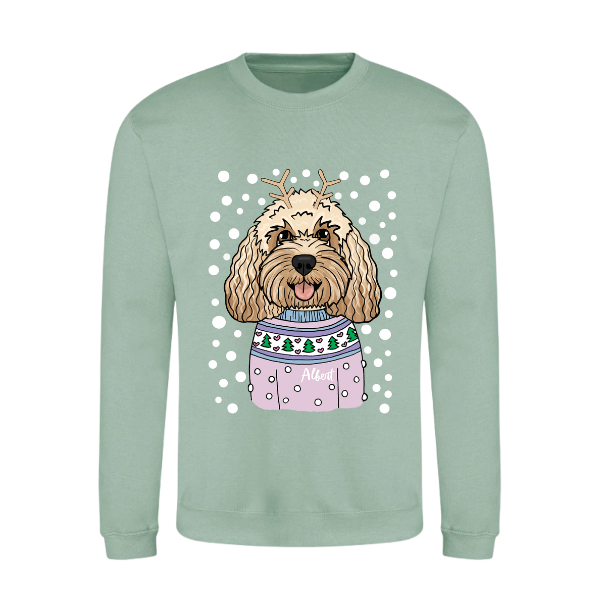 Personalised Kids Pastel Dog Lover Christmas Jumper