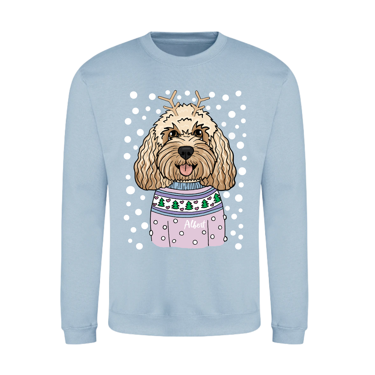 Personalised Kids Pastel Dog Lover Christmas Jumper