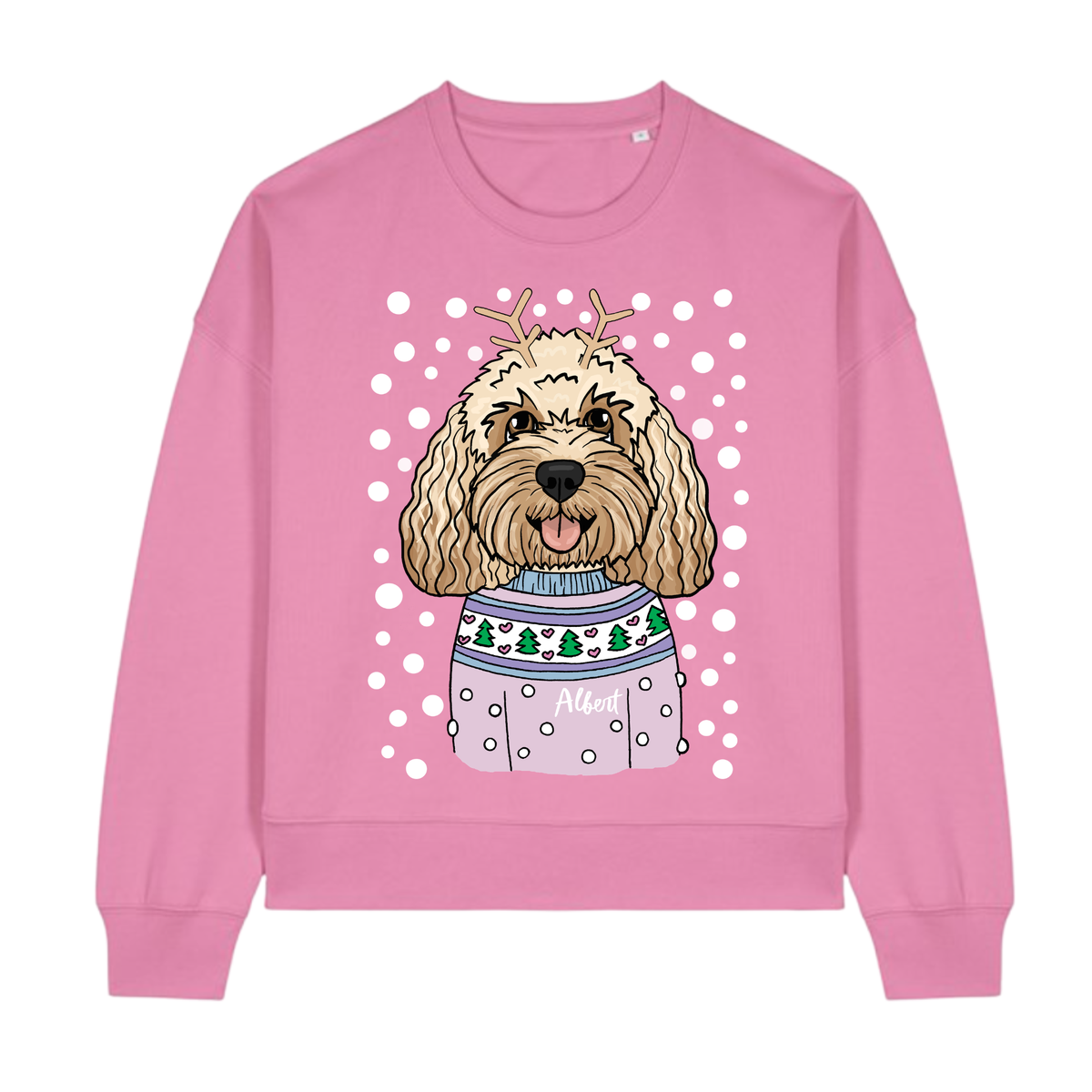 Personalised Pastel Dog Lover Boxy Christmas Jumper