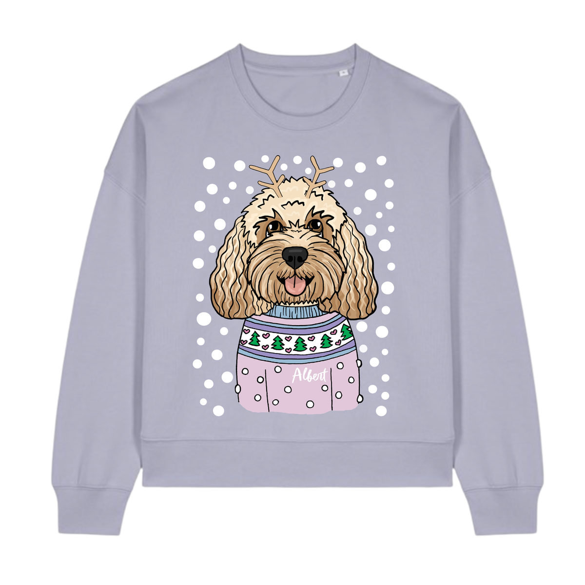 Personalised Pastel Dog Lover Boxy Christmas Jumper