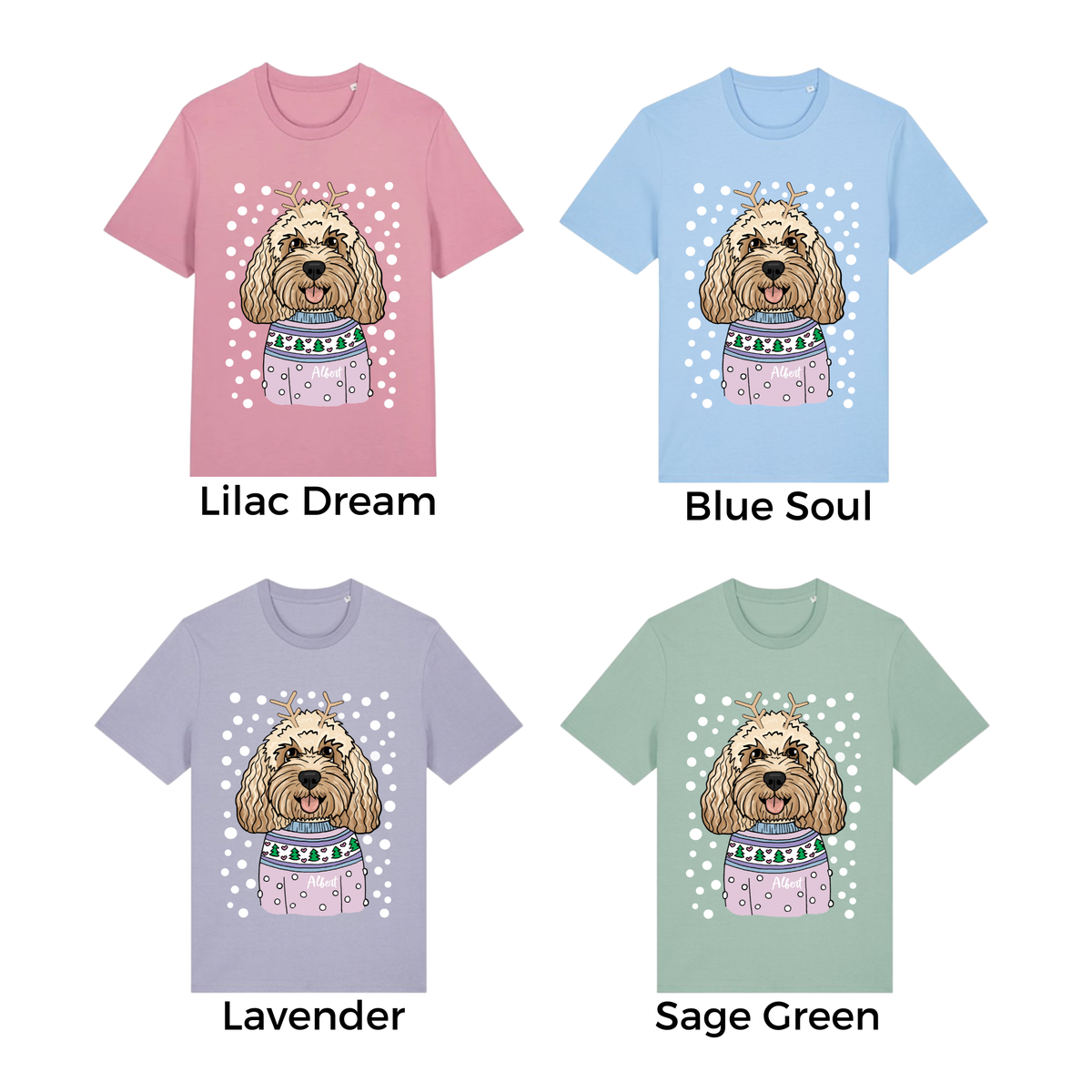 Personalised Pastel Dog Lover Christmas T-Shirt