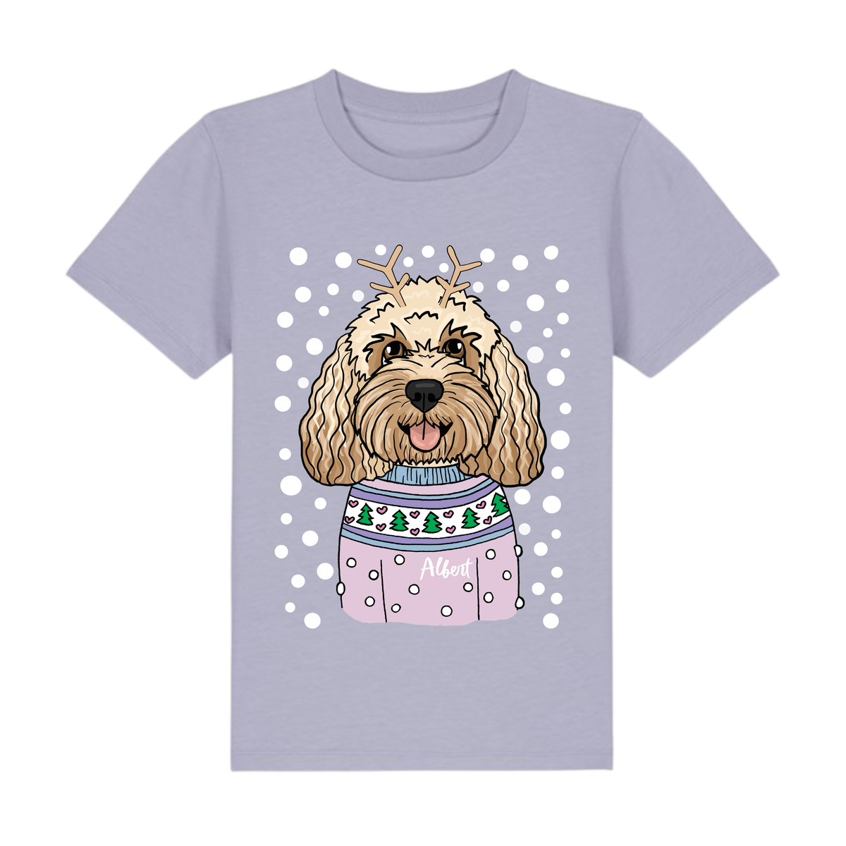 Personalised Kids Pastel Dog Lover Christmas T-Shirt