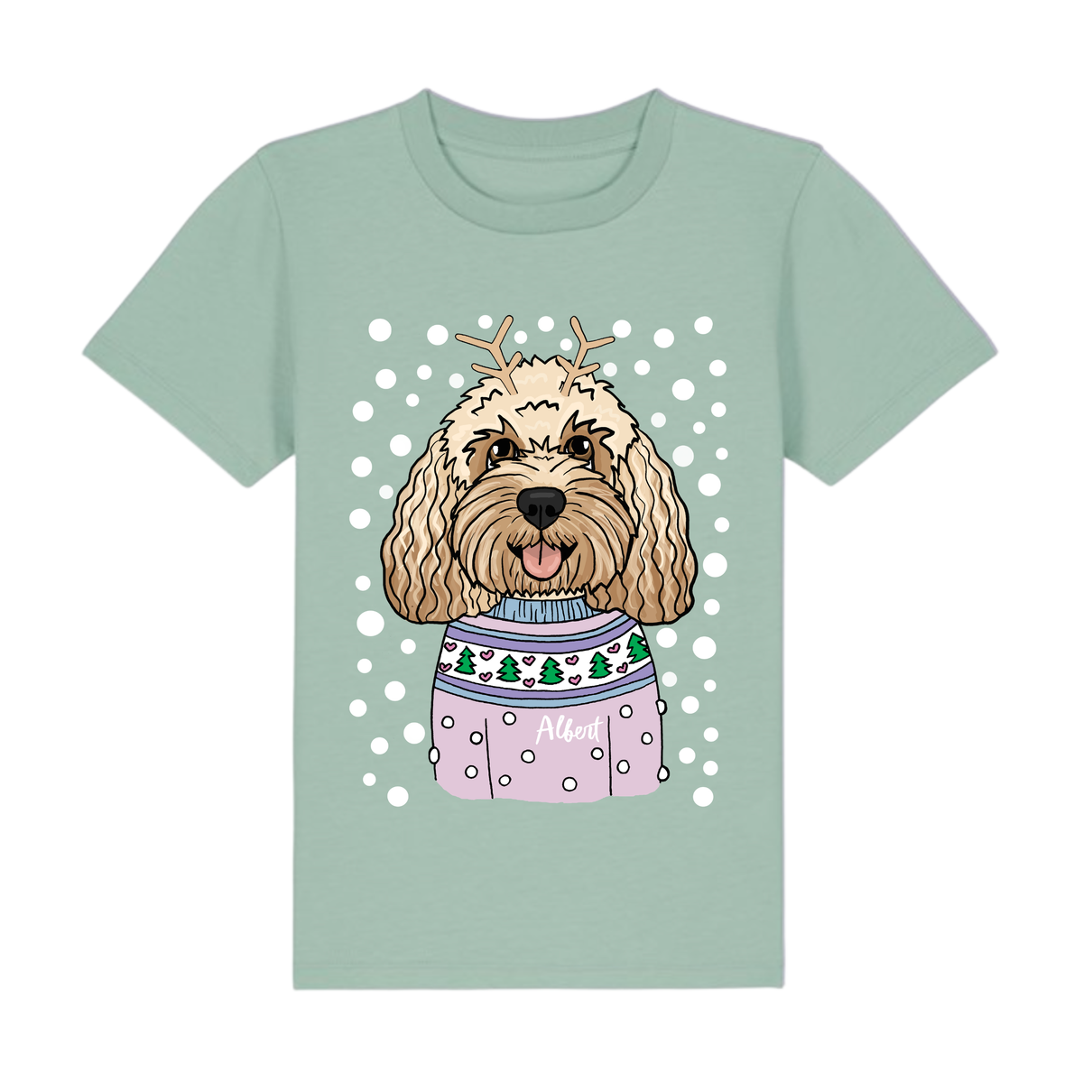 Personalised Kids Pastel Dog Lover Christmas T-Shirt