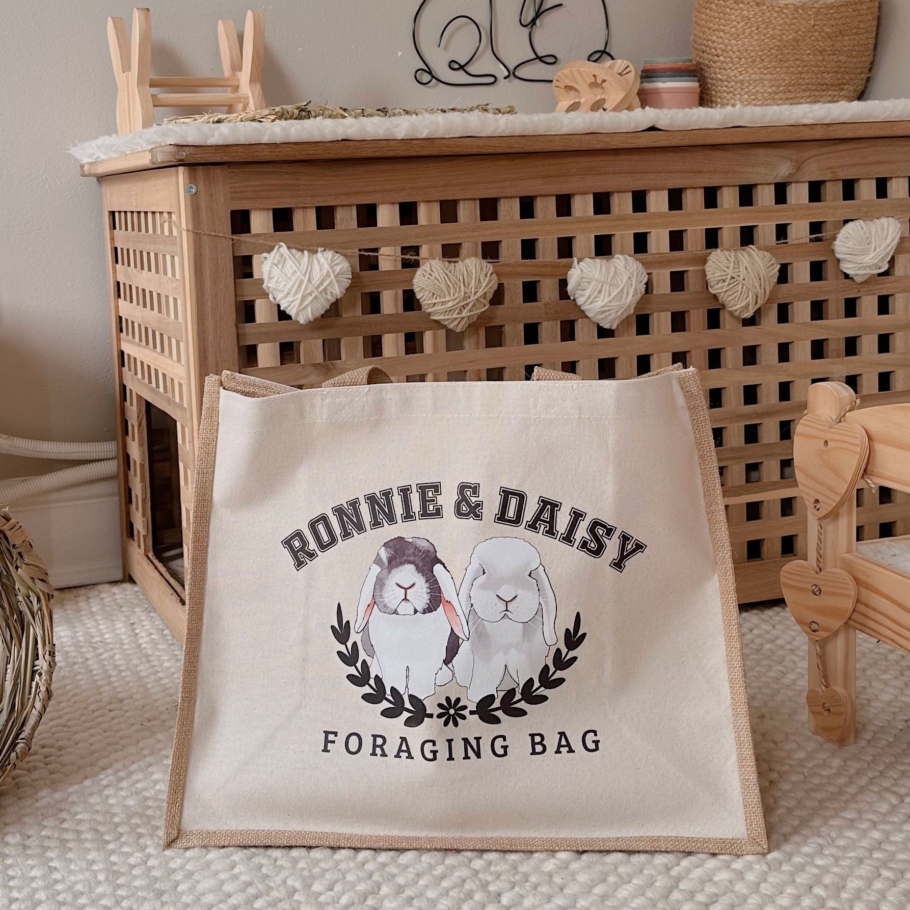 Personalised Bunny Jute Tote Bag