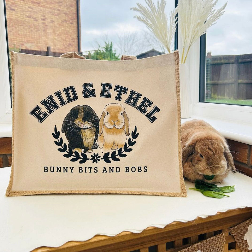 Personalised Bunny Jute Tote Bag
