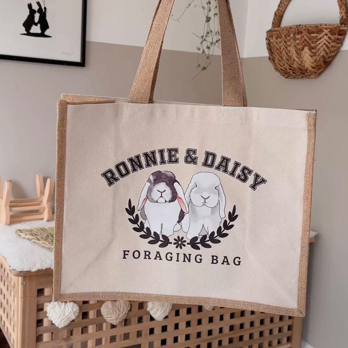 Personalised Bunny Jute Tote Bag