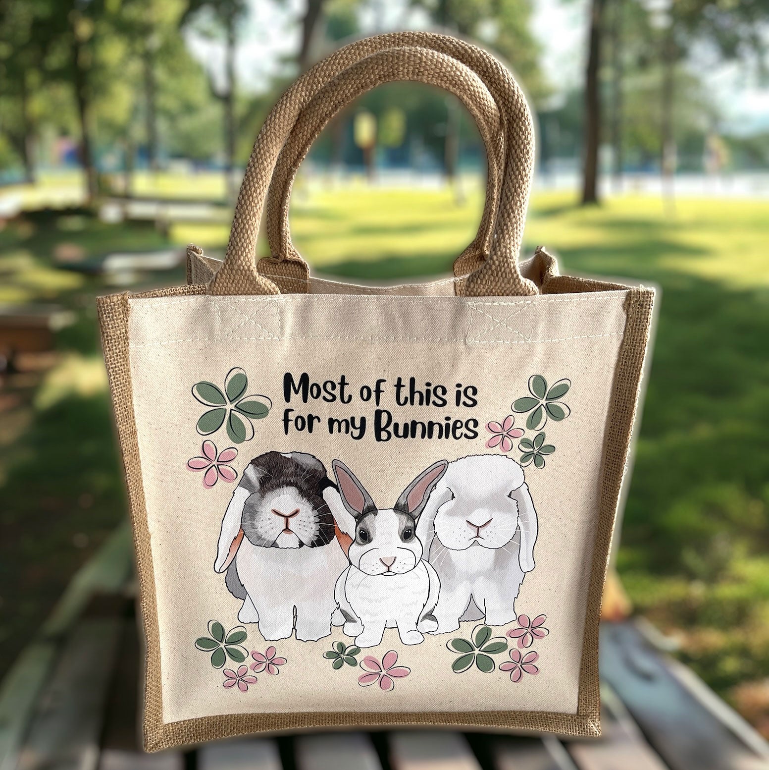Oopsie Daisy Personalised Rabbit Jute Bag