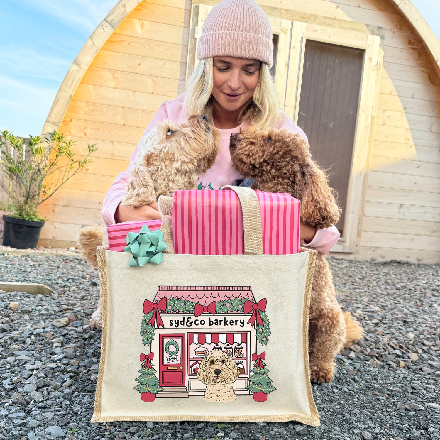 The Syd&Co Barkery Christmas Jute Tote Bag