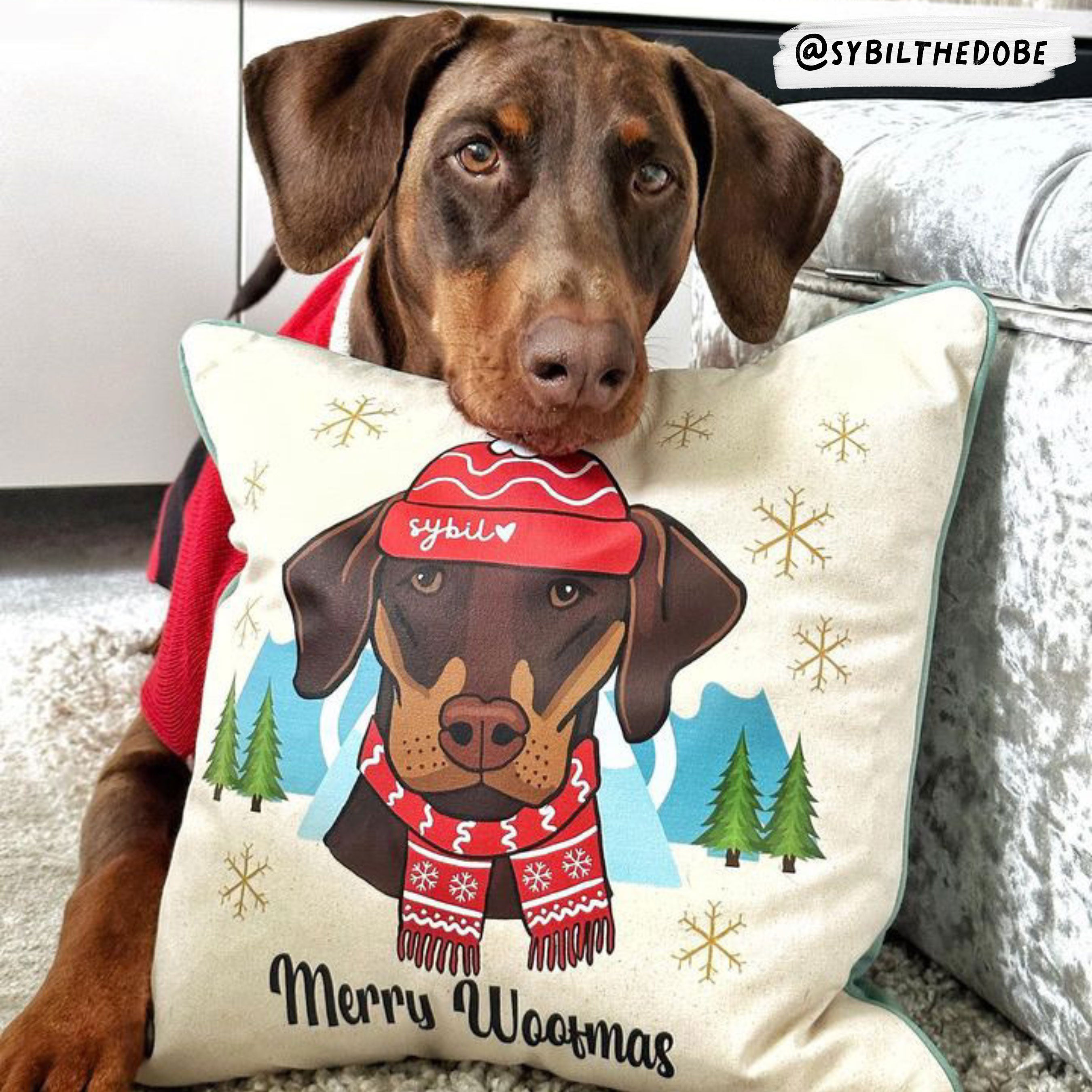 Personalised Merry Woofmas Christmas Cushion