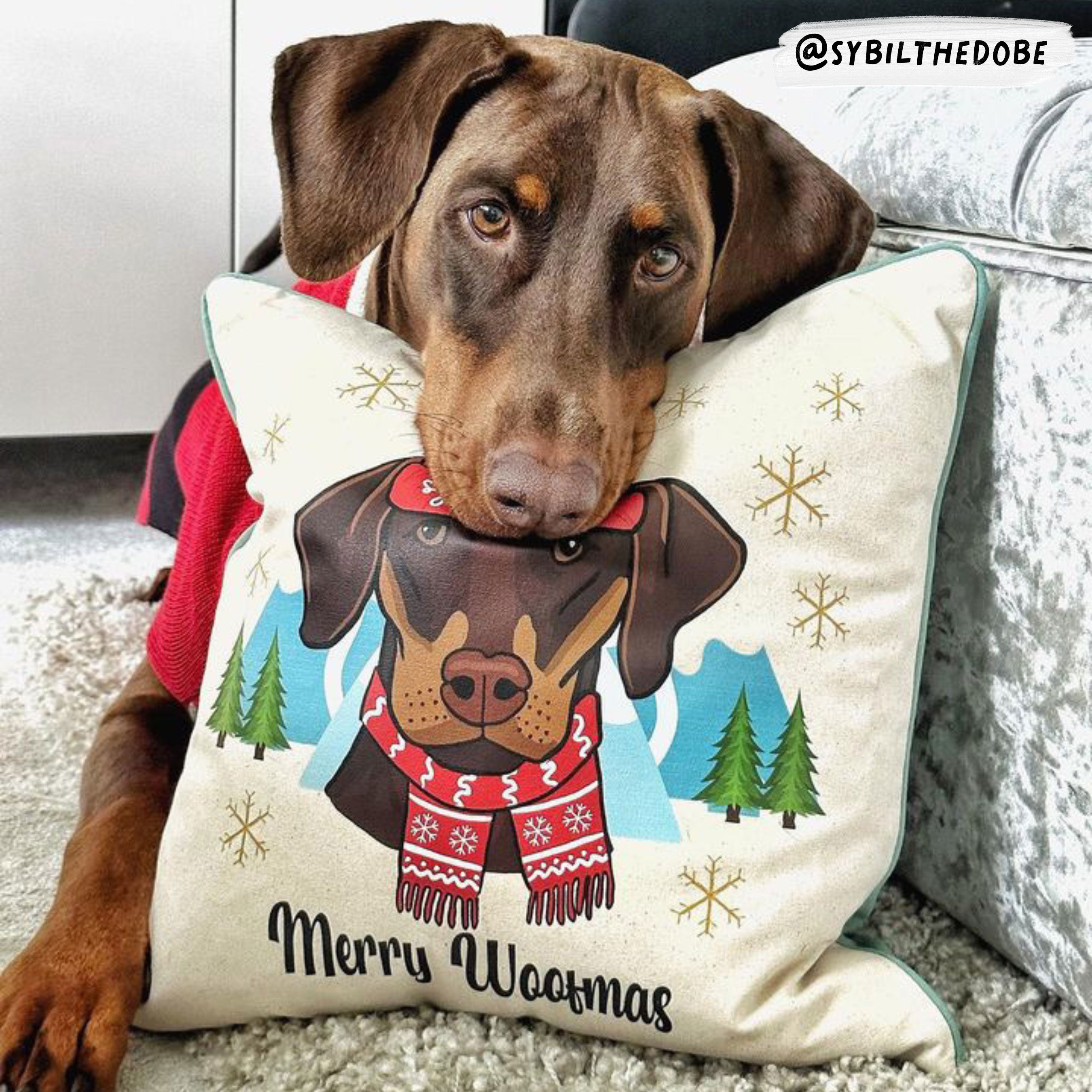 Personalised Merry Woofmas Christmas Cushion