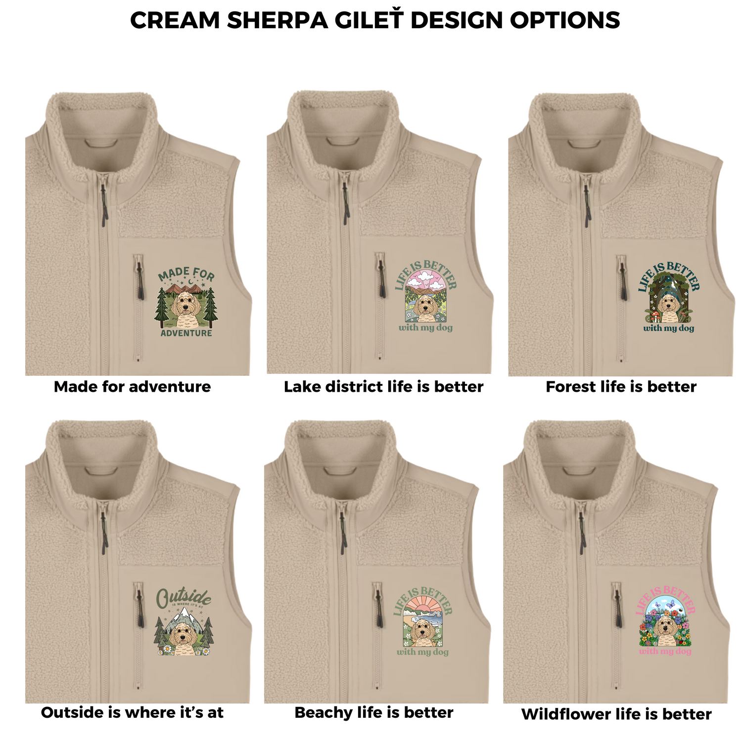 Cream Personalised Adventure Sherpa Gilet