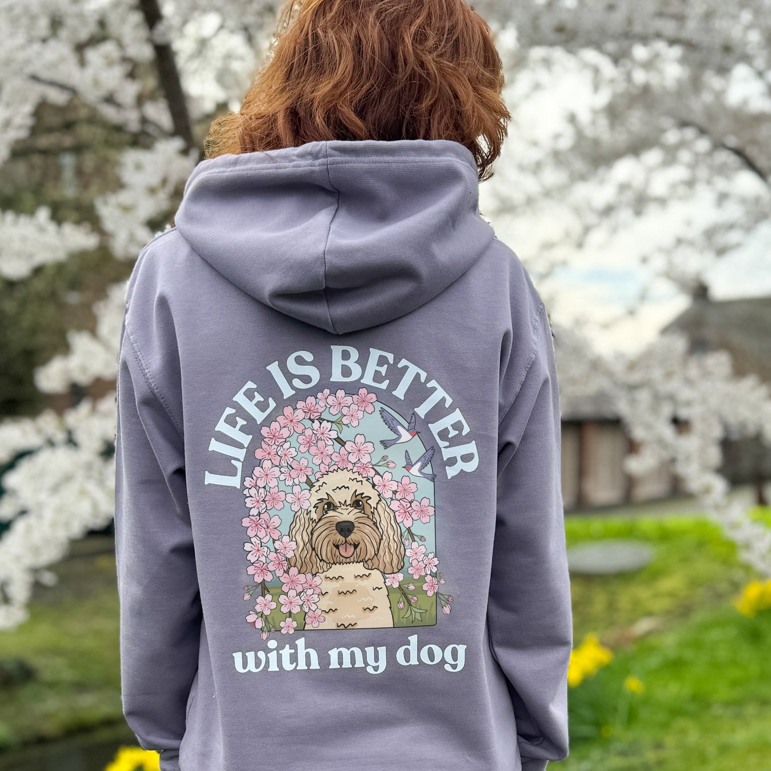 Personalised Cherry Blossom Hoodie | Life is Better With My Dog