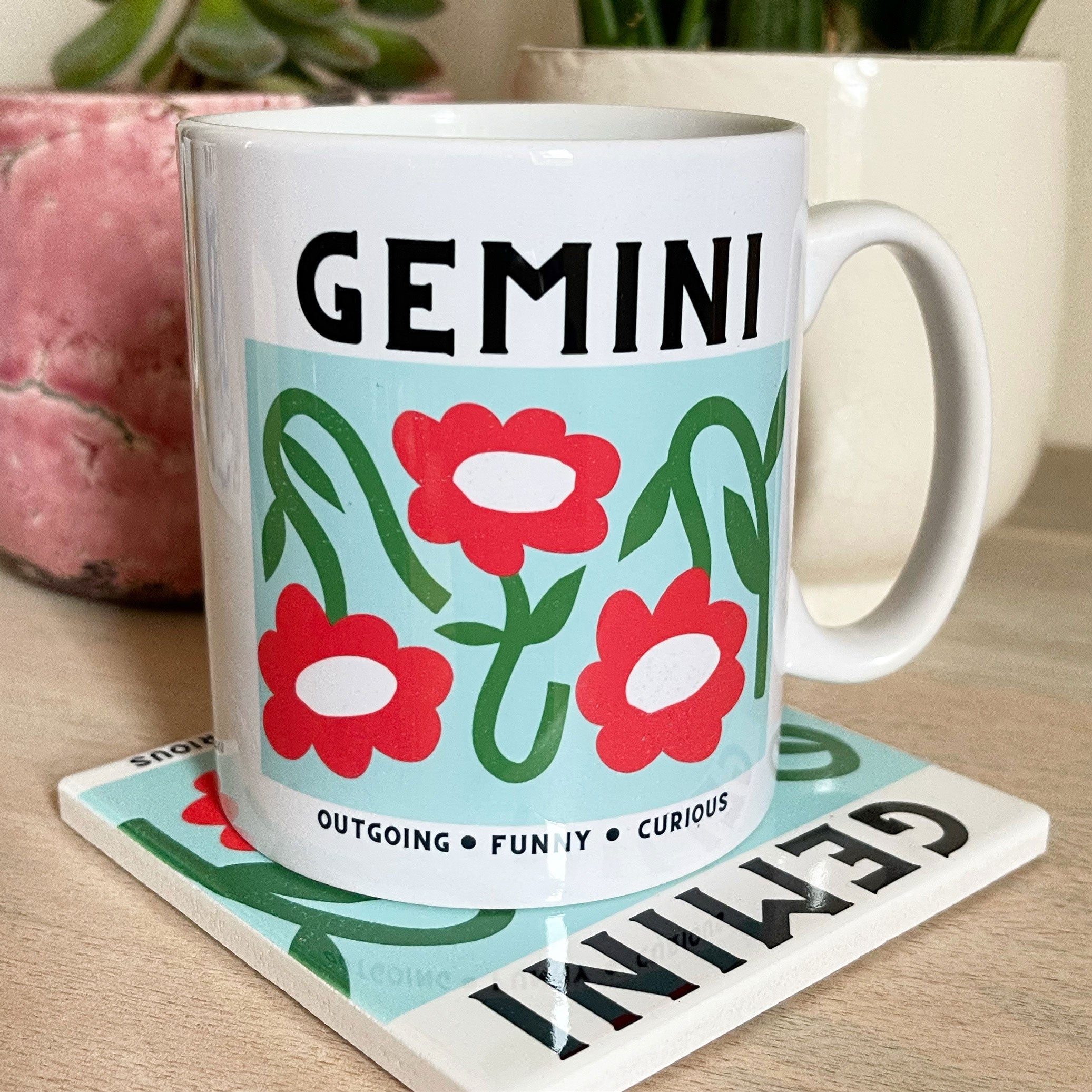 Personalised Floral Star Sign Ceramic Mug