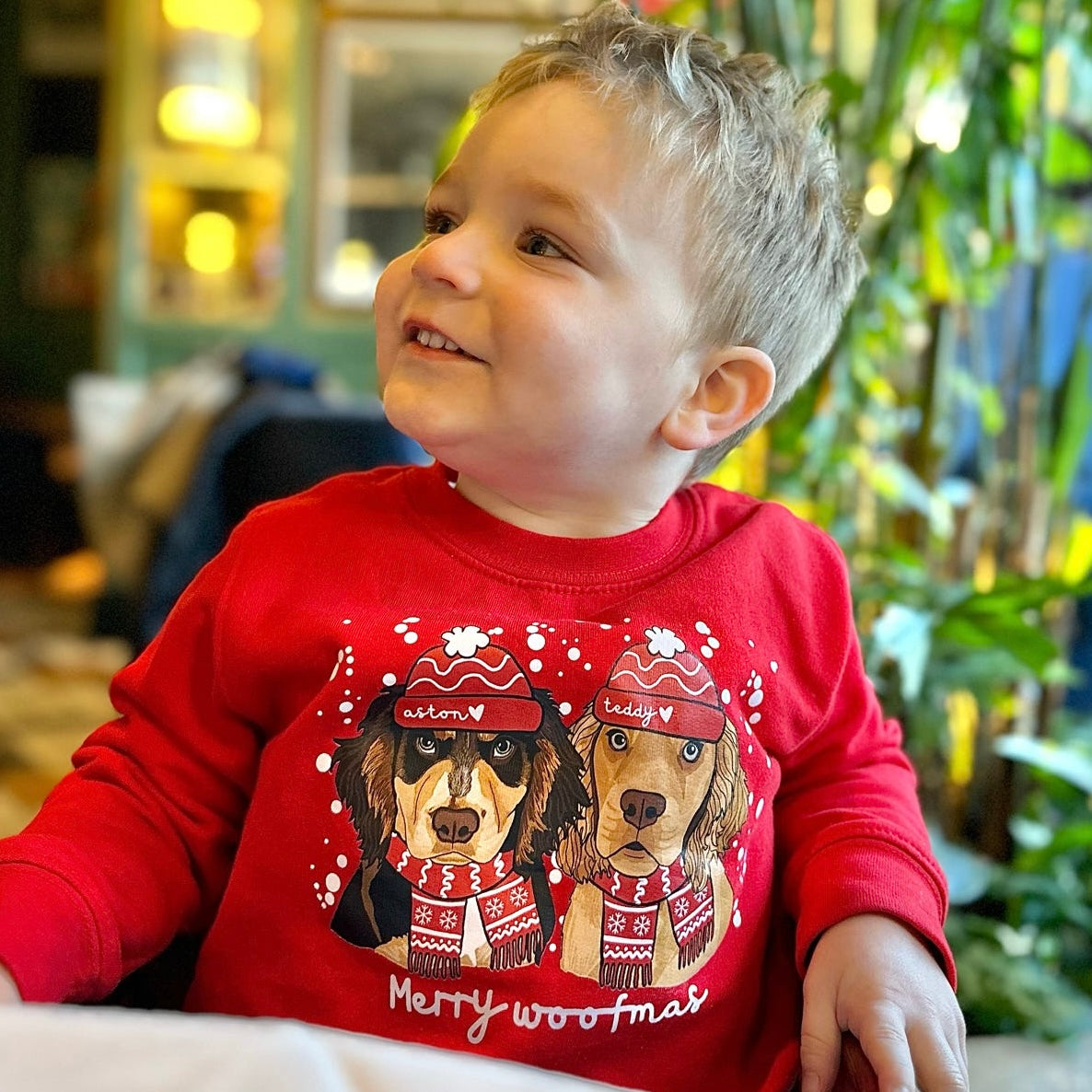 Personalised Kids Merry Woofmas Christmas Jumper
