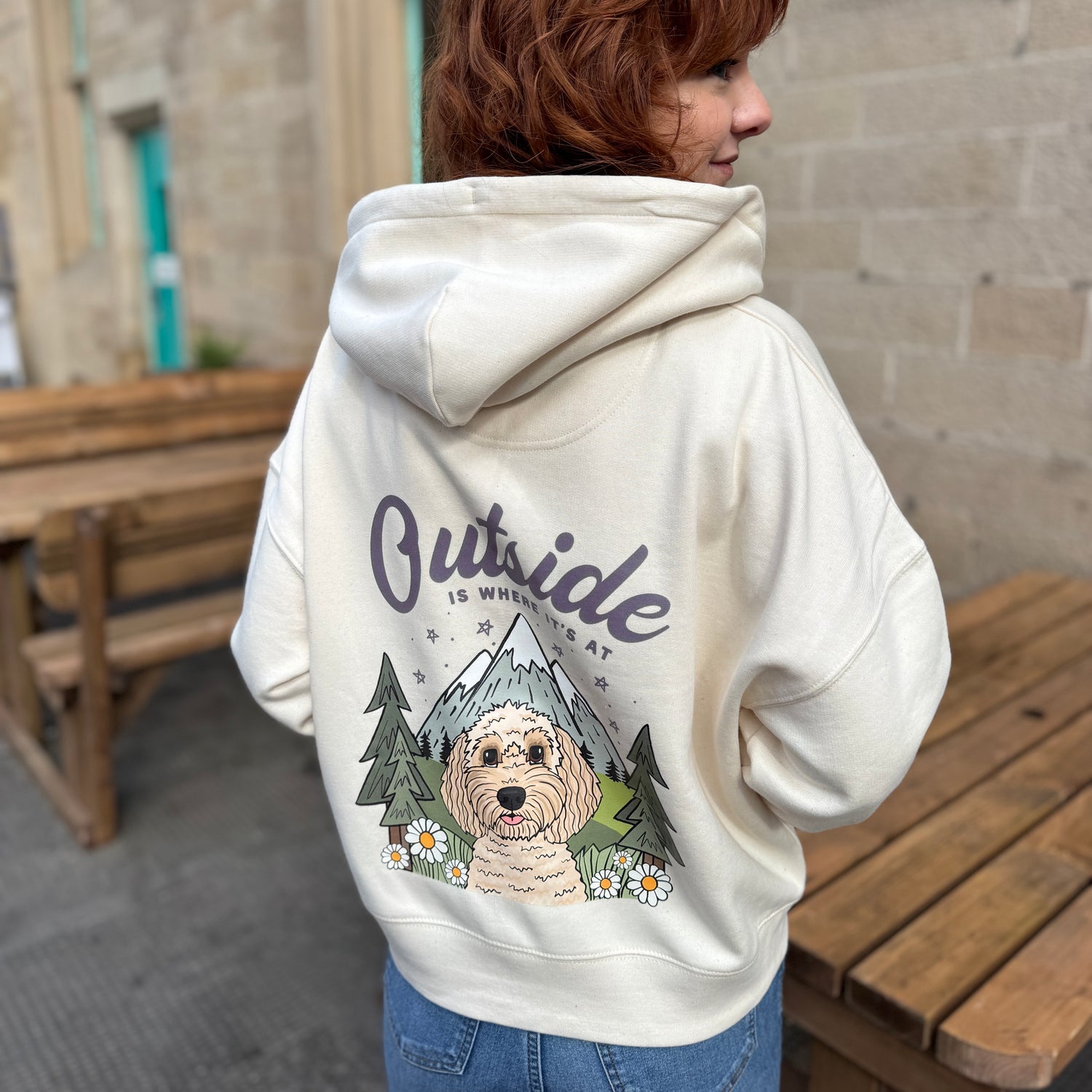Personalised Premium Boxy Zippy Hoody - Outside is Where it's at