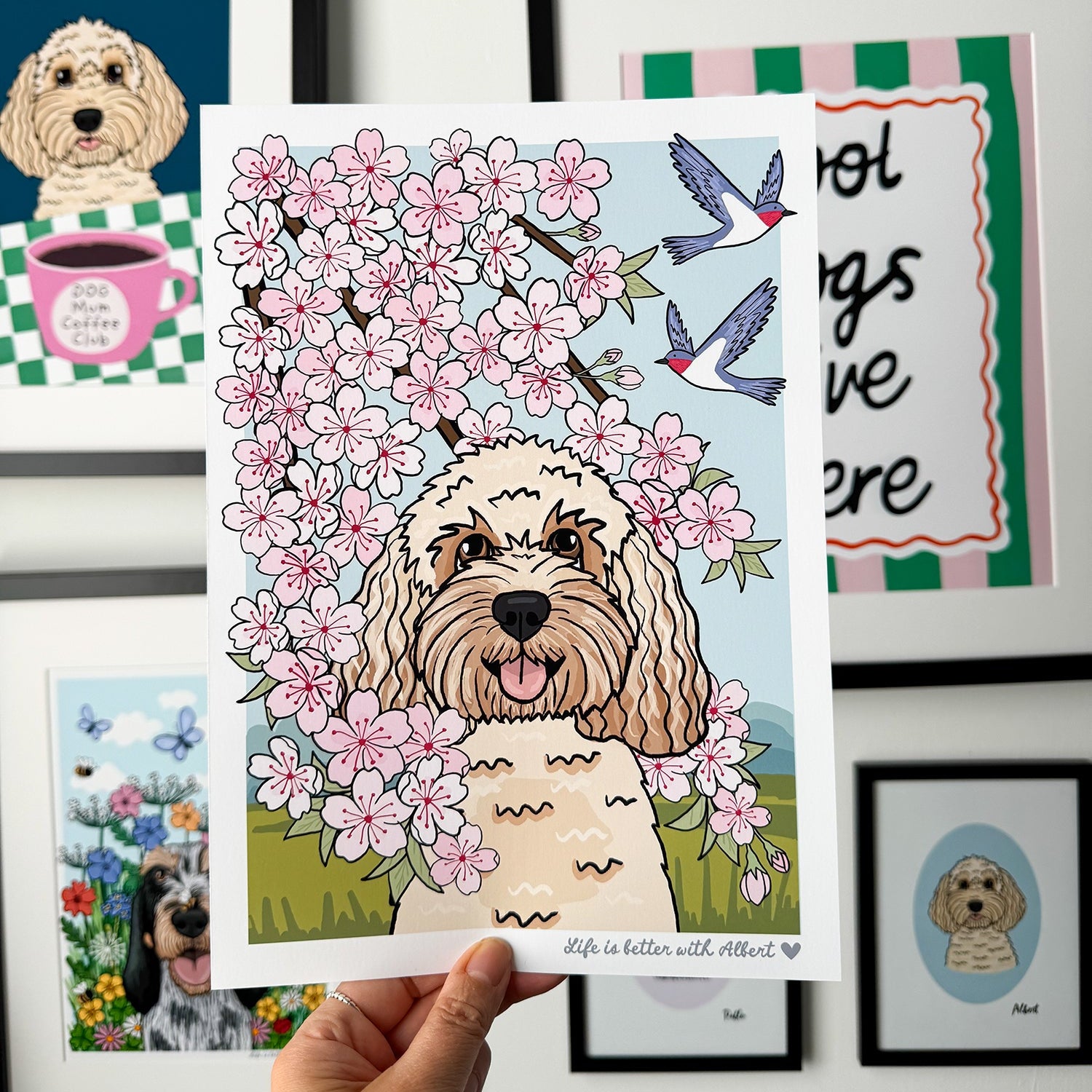Personalised Cherry Blossom Print | Life is Better With My Dog